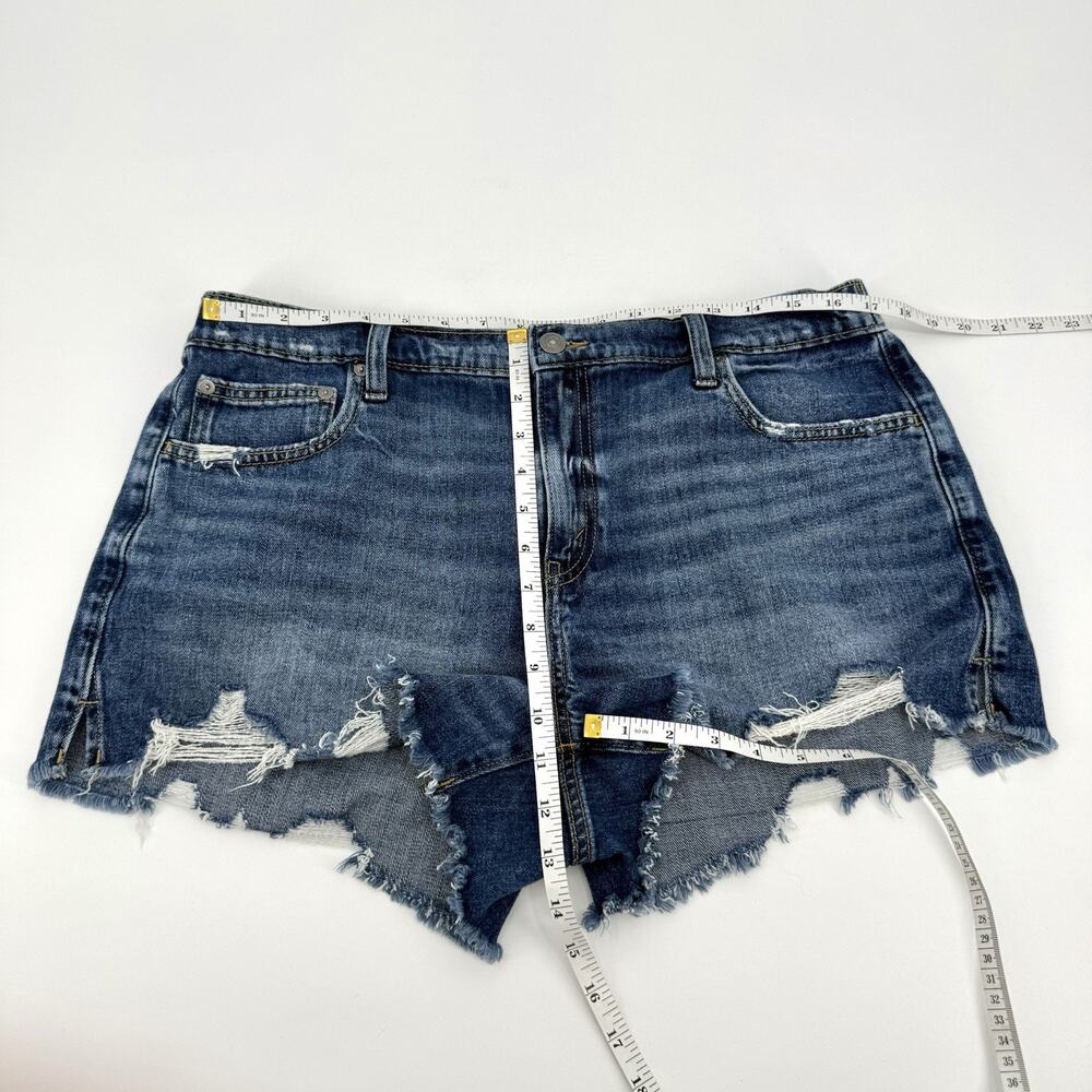 Aerie Women’s Jean Shorts Size L Blue Denim Distressed Bootie Shorts Daisy Dukes - Picture 6 of 6